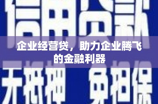 宁乡企业经营贷，助力企业腾飞的金融利器