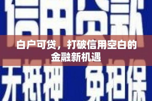 宁乡白户可贷，打破信用空白的金融新机遇