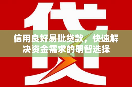 宁乡信用良好易批贷款，快速解决资金需求的明智选择